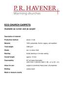 technical specifications church carpet ECO