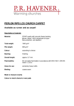 technical specifications church carpet Perlon Rips